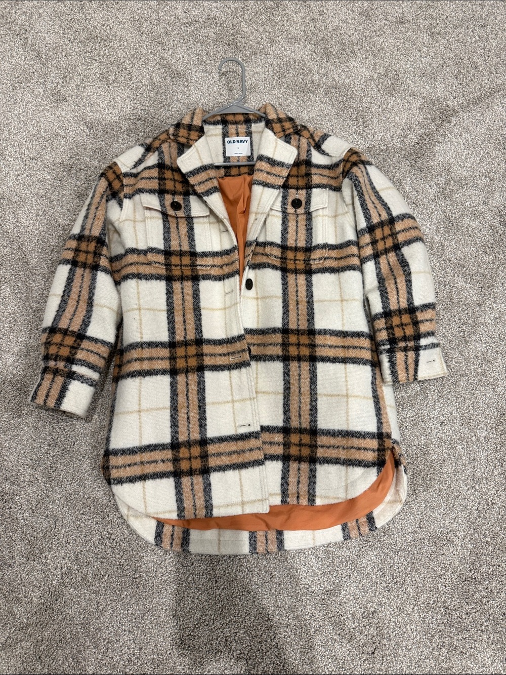 Old Navy Oversized Shacket in Cream, Tan & Black